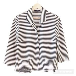 LAFAYETTE 148 Nautical Navy & White Striped Stretch Blazer Jacket Size S/M